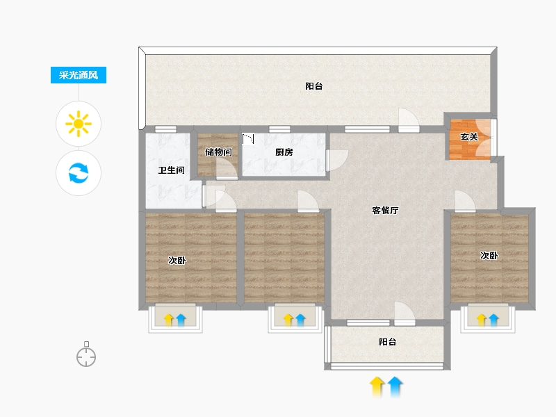 吉林省-长春市-华润置地长安里-121.89-户型库-采光通风