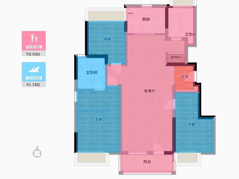 吉林省-长春市-华润置地长安里-88.28-户型库-动静分区