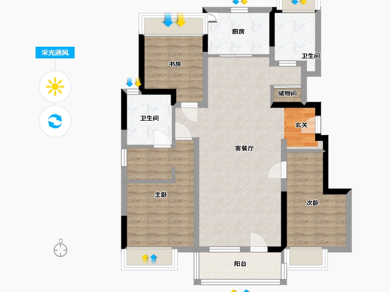 吉林省-长春市-华润置地长安里-88.28-户型库-采光通风