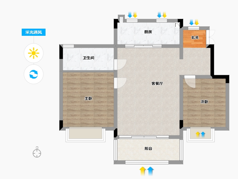 吉林省-长春市-金地风�A雅筑-81.28-户型库-采光通风