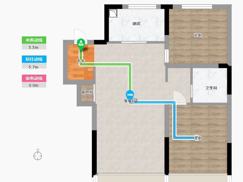 吉林省-长春市-万科向日葵小镇-66.78-户型库-动静线