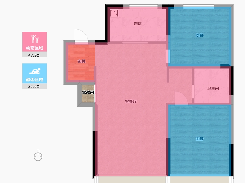 吉林省-长春市-万科向日葵小镇-66.78-户型库-动静分区