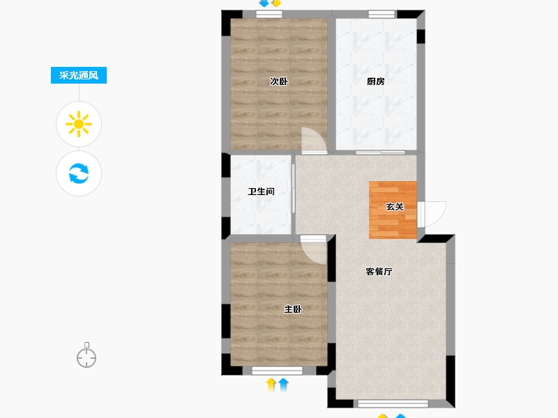 吉林省-长春市-林香阁・尚品-63.75-户型库-采光通风