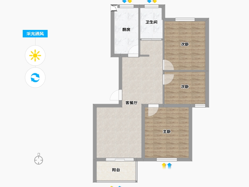 安徽省-淮北市-温哥华城・金水河畔-74.99-户型库-采光通风