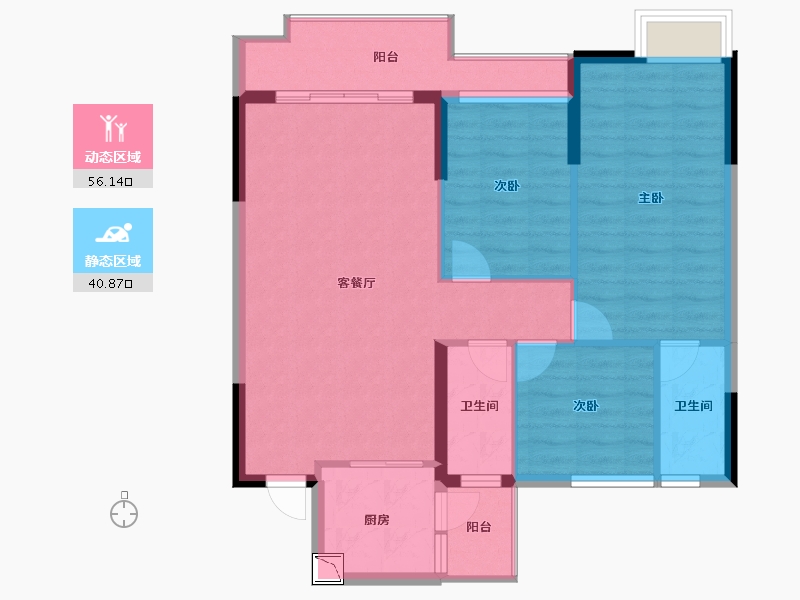 广东省-梅州市-御元阳光城-87.66-户型库-动静分区