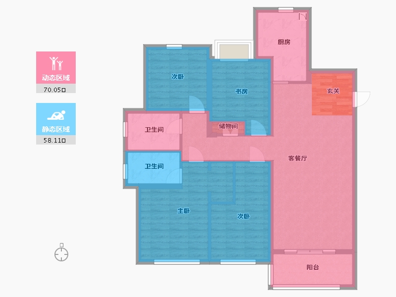 上海-上海市-海�h虹桥金茂悦-114.83-户型库-动静分区