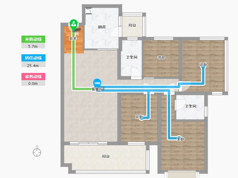 四川省-南充市-鸿通・翡翠城・紫曦府-106.48-户型库-动静线