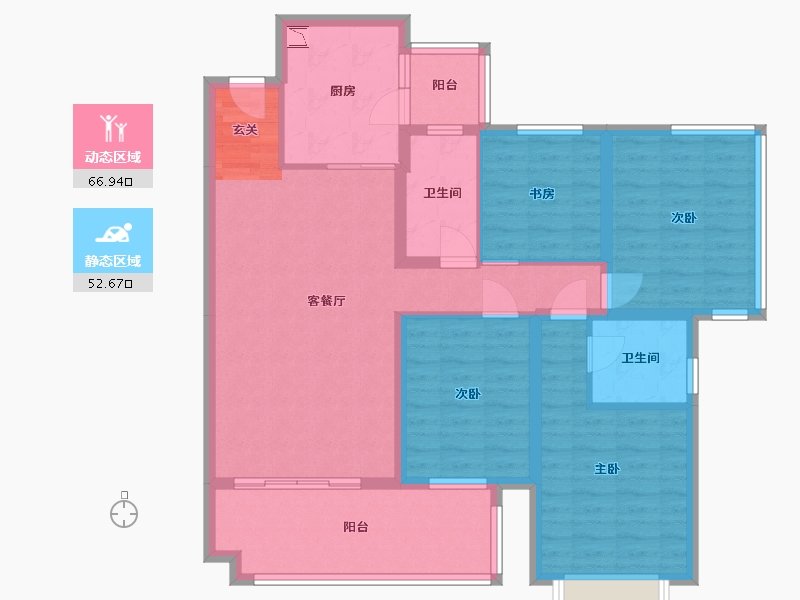 四川省-南充市-鸿通・翡翠城・紫曦府-106.48-户型库-动静分区