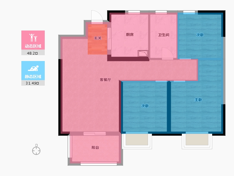 上海-上海市-云栖麓-70.72-户型库-动静分区