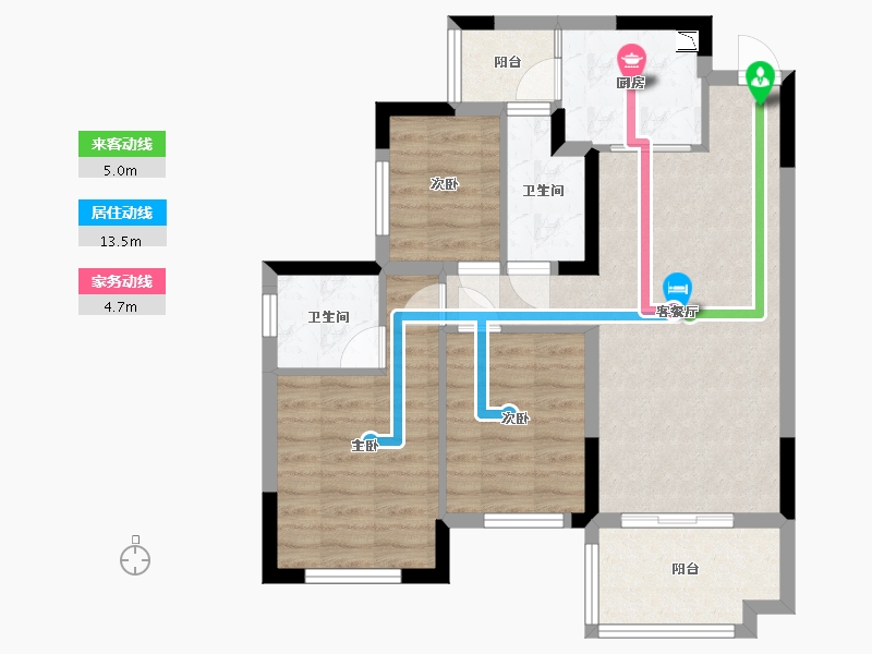 四川省-南充市-鸿通・翡翠城・紫云府-71.00-户型库-动静线