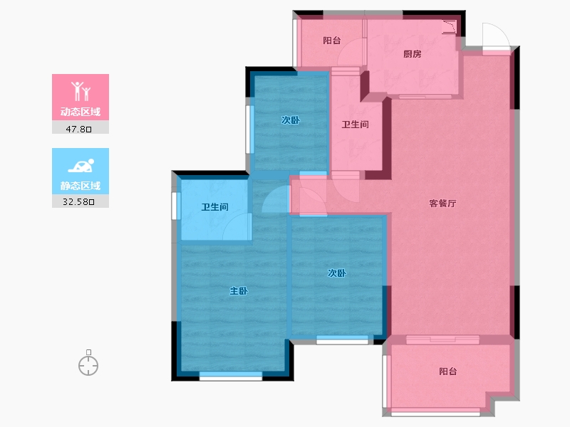 四川省-南充市-鸿通・翡翠城・紫云府-71.00-户型库-动静分区