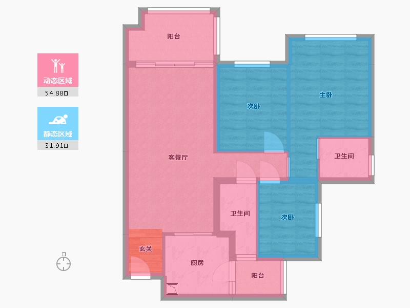 四川省-南充市-鸿通・富春山居-77.14-户型库-动静分区