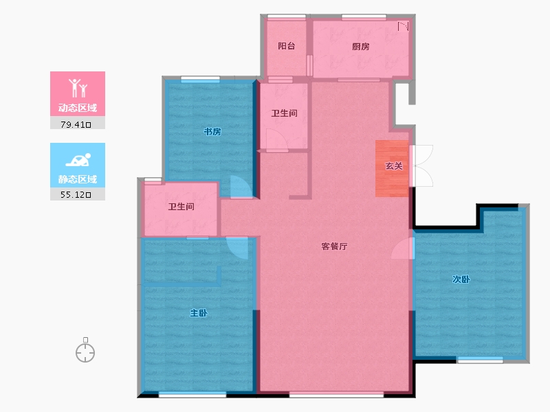 天津-天津市-金厦龙第公府-122.14-户型库-动静分区