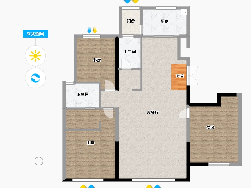 天津-天津市-金厦龙第公府-122.14-户型库-采光通风