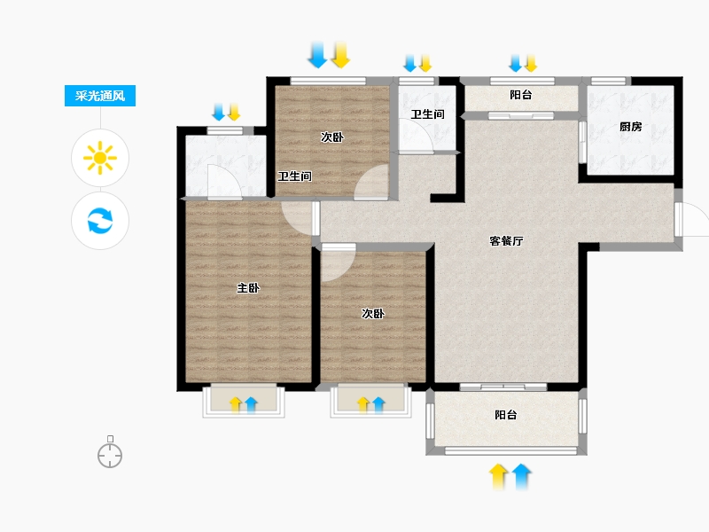 河南省-洛阳市-和昌・中央城邦-127.00-户型库-采光通风