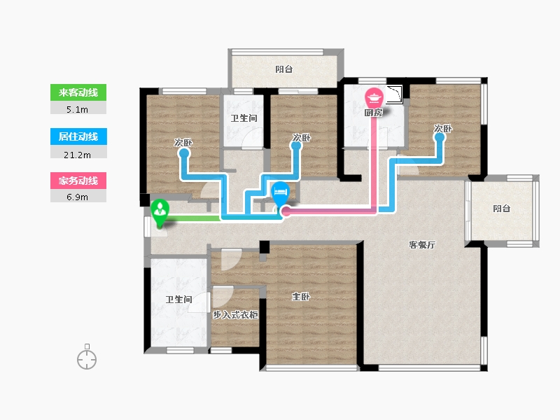 湖南省-长沙市-万科里金域国际-130.39-户型库-动静线