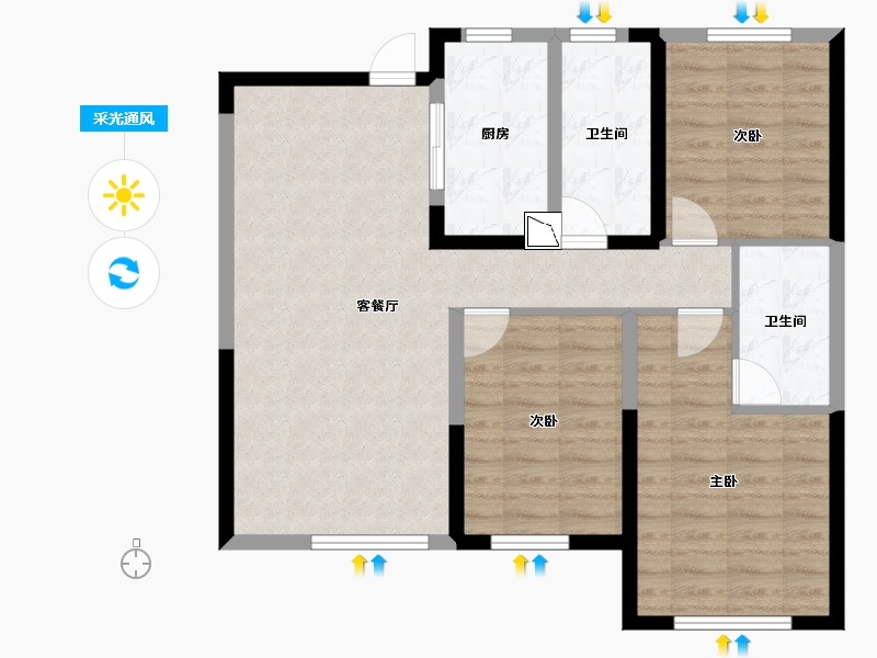 辽宁省-沈阳市-保利天汇-85.05-户型库-采光通风