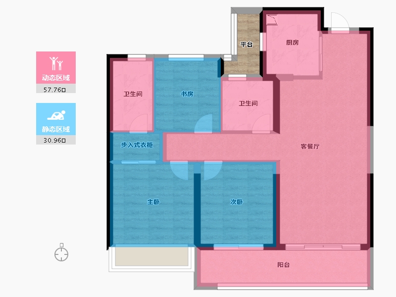 浙江省-温州市-凯迪融创新鹿园-81.41-户型库-动静分区