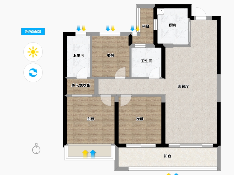 浙江省-温州市-凯迪融创新鹿园-81.41-户型库-采光通风