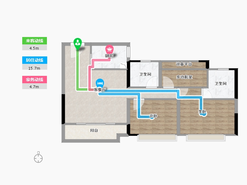 福建省-泉州市-晋江新塘宝龙世家-73.60-户型库-动静线