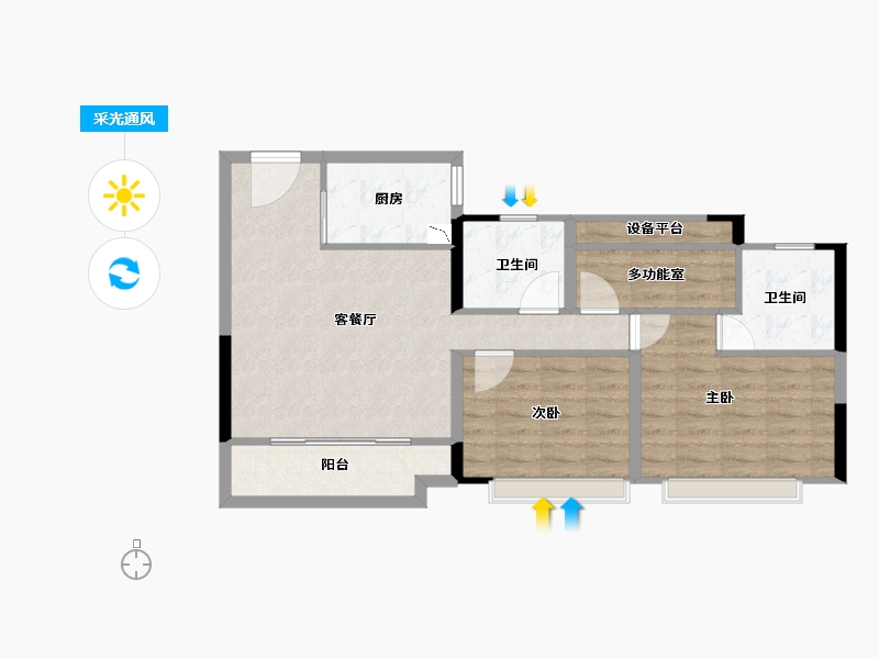 福建省-泉州市-晋江新塘宝龙世家-73.60-户型库-采光通风