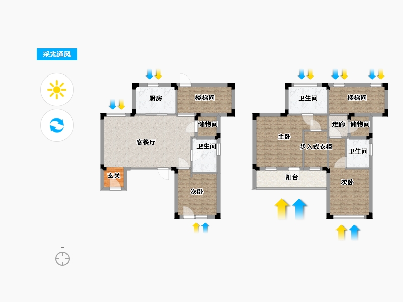 浙江省-衢州市-蓝城・春风江山・烟霞山居-128.00-户型库-采光通风