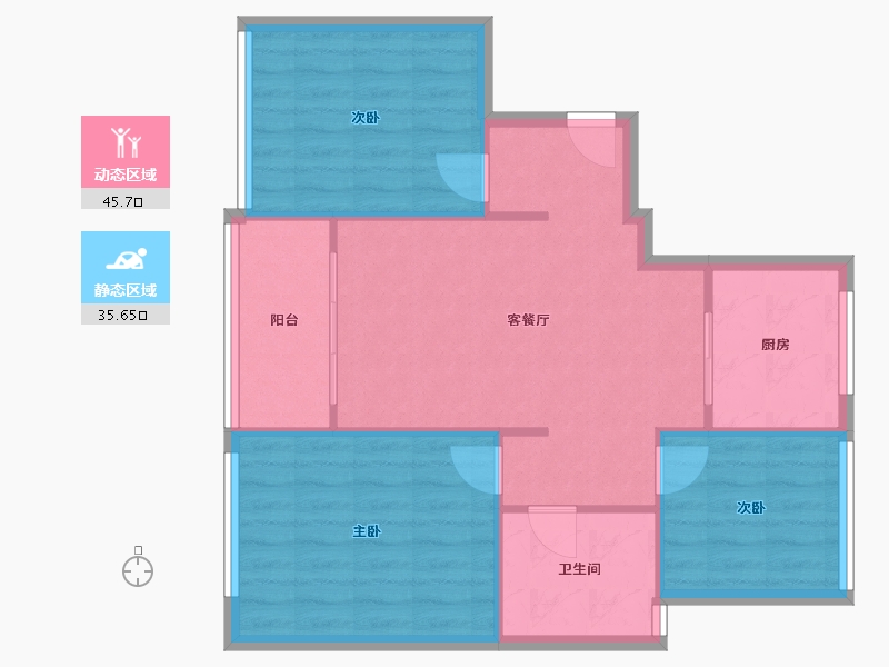 浙江省-杭州市-翡翠城梧桐郡-74.23-户型库-动静分区