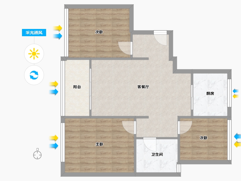 浙江省-杭州市-翡翠城梧桐郡-74.23-户型库-采光通风