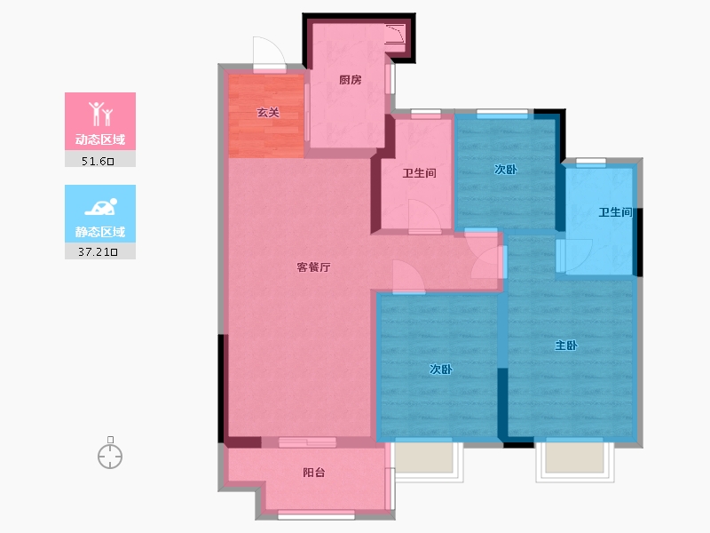 湖北省-武汉市-融创首创九派江山-78.40-户型库-动静分区