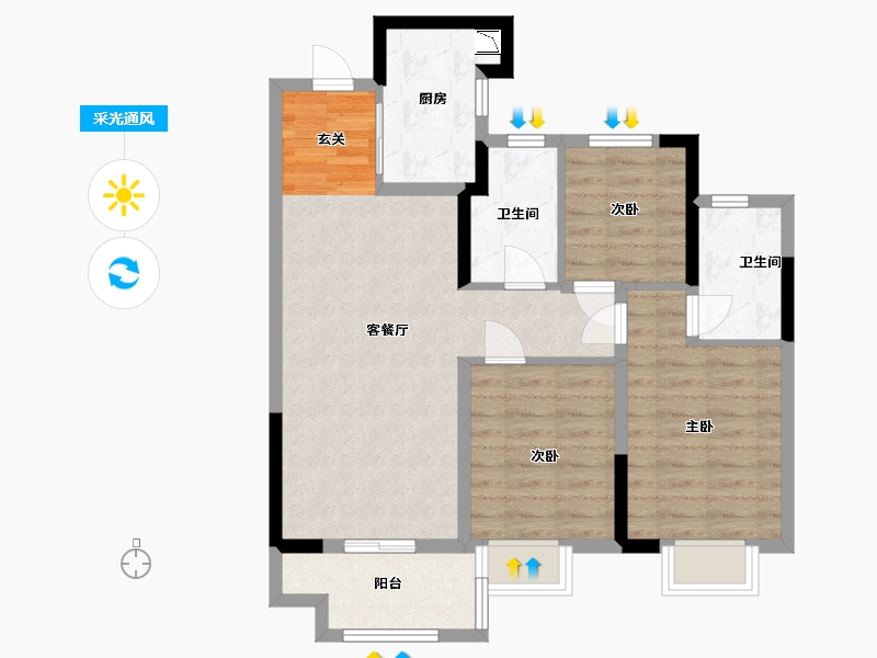 湖北省-武汉市-融创首创九派江山-78.40-户型库-采光通风