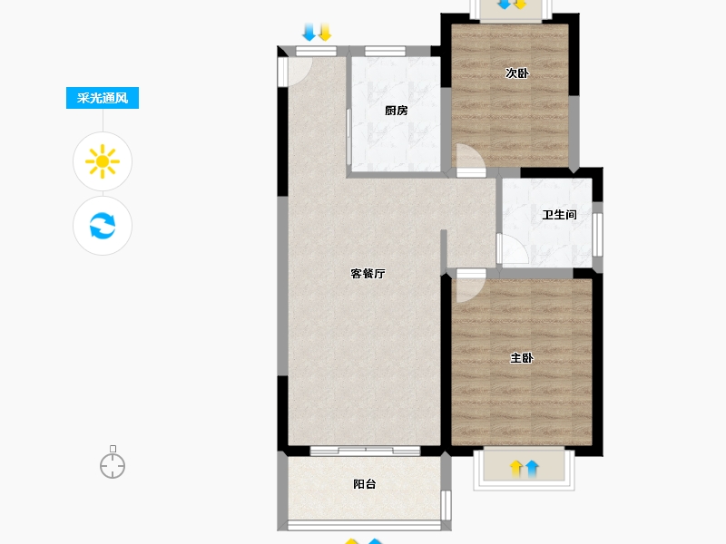 江苏省-南京市-滨江雅园-71.20-户型库-采光通风