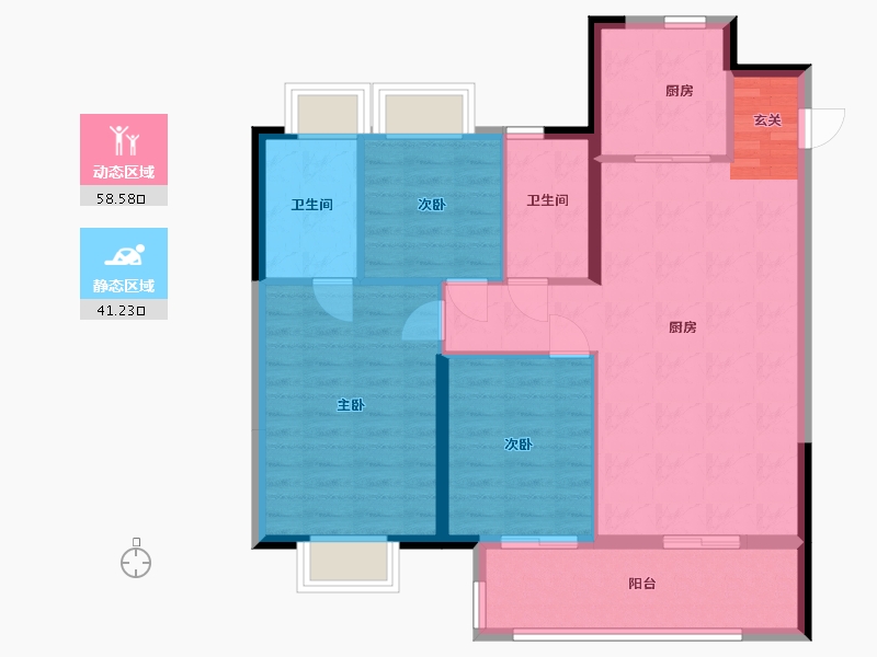 湖北省-武汉市-融创首创九派江山-90.40-户型库-动静分区