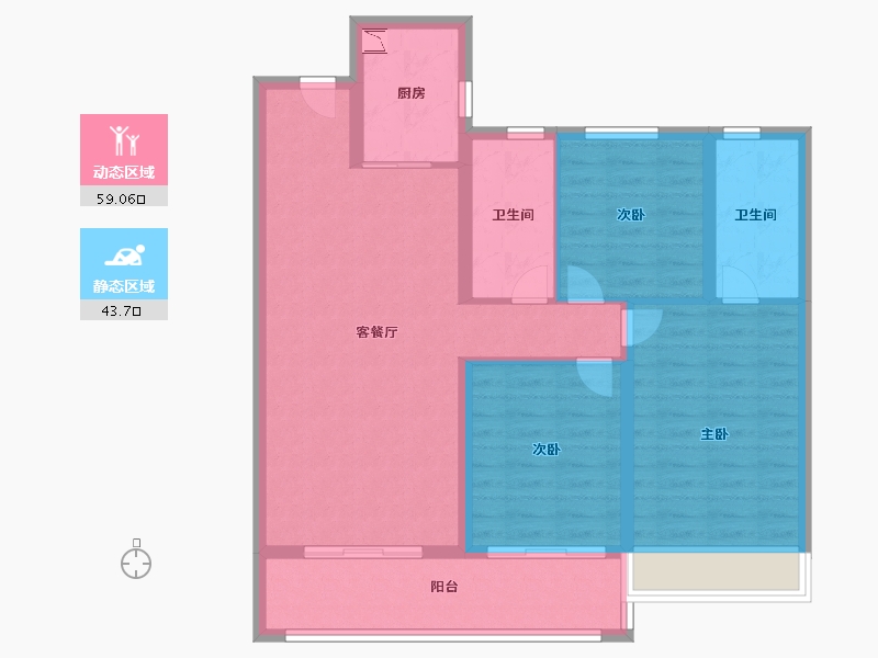 浙江省-温州市-九山金茂府-91.99-户型库-动静分区