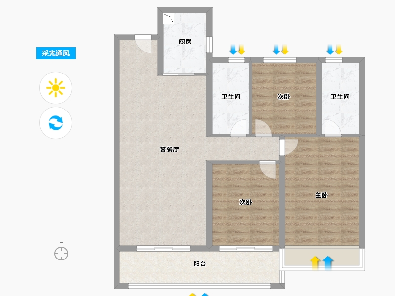 浙江省-温州市-九山金茂府-91.99-户型库-采光通风