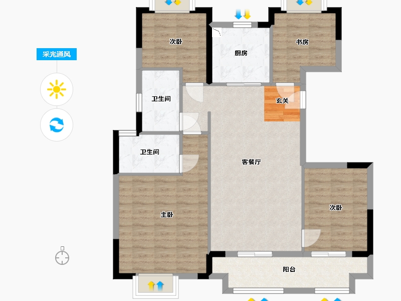 湖北省-武汉市-美的君兰半岛-97.11-户型库-采光通风