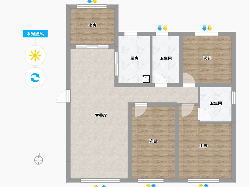 山东省-济南市-济南万达城-90.86-户型库-采光通风