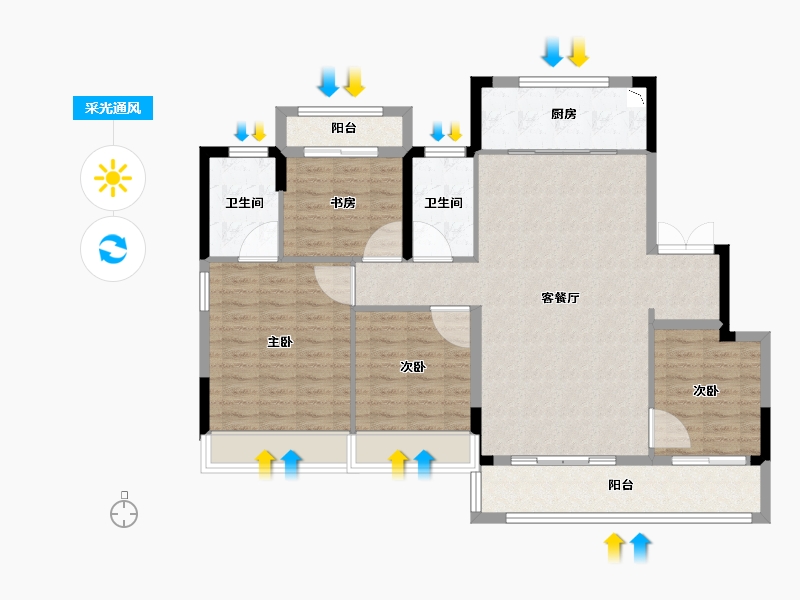 浙江省-温州市-悦珑府-111.21-户型库-采光通风