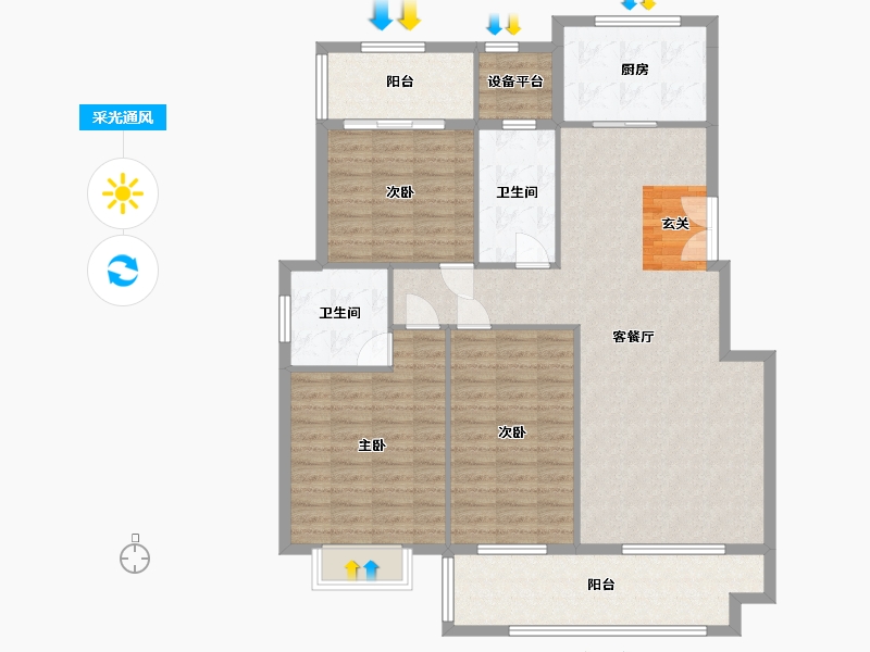 湖南省-衡阳市-金星・湘江雅院-122.99-户型库-采光通风