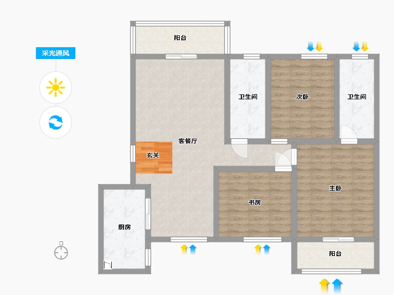 湖北省-咸宁市-领秀城・银泉华府-102.40-户型库-采光通风