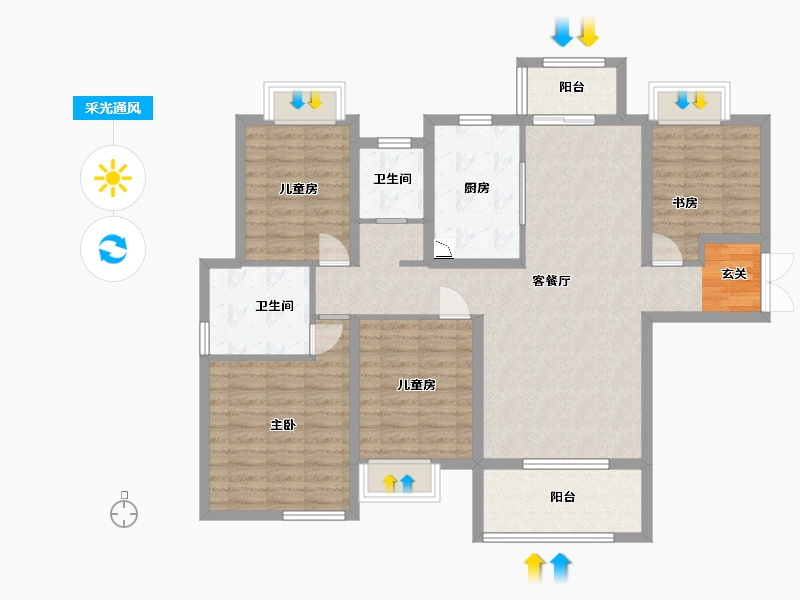 湖南省-长沙市-佳兆业湘府熙园-113.60-户型库-采光通风