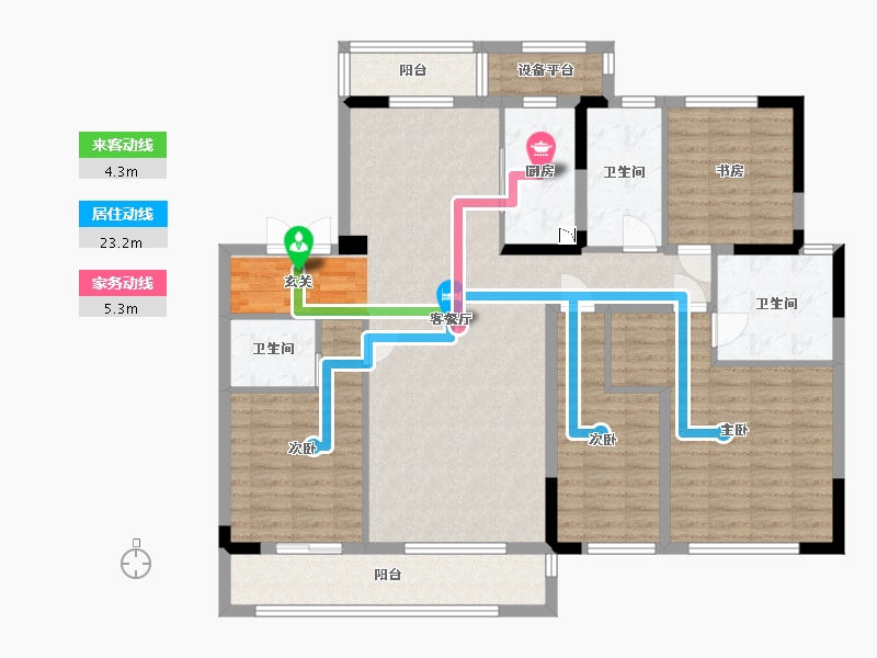 湖南省-长沙市-正荣滨江紫阙台-134.70-户型库-动静线