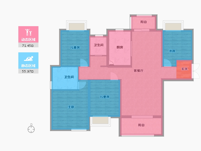 湖南省-长沙市-佳兆业湘府熙园-113.60-户型库-动静分区