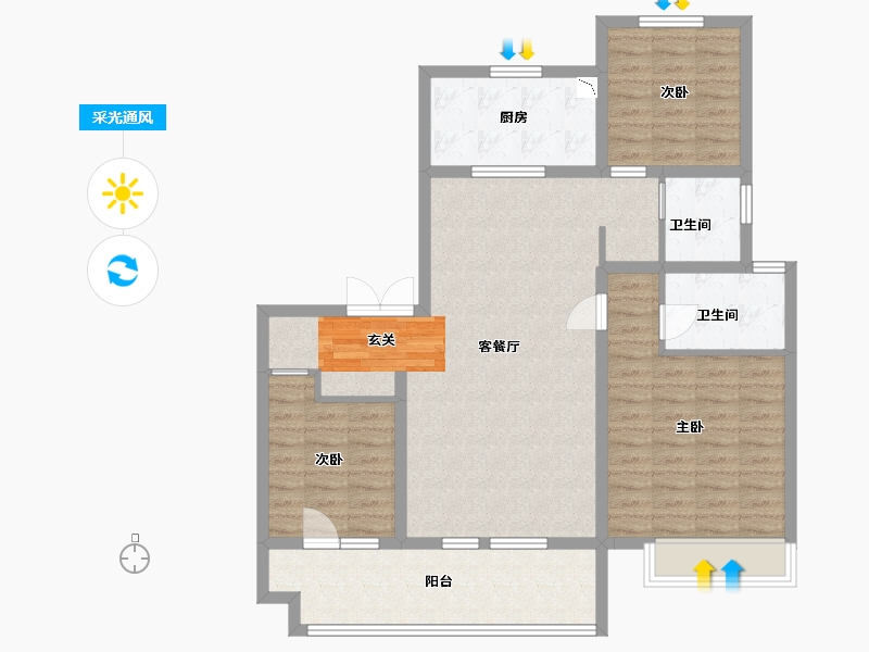 山东省-烟台市-旭辉银盛泰・辉盛岚海-103.22-户型库-采光通风