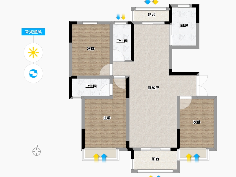 河南省-周口市-建业联盟新城-115.00-户型库-采光通风