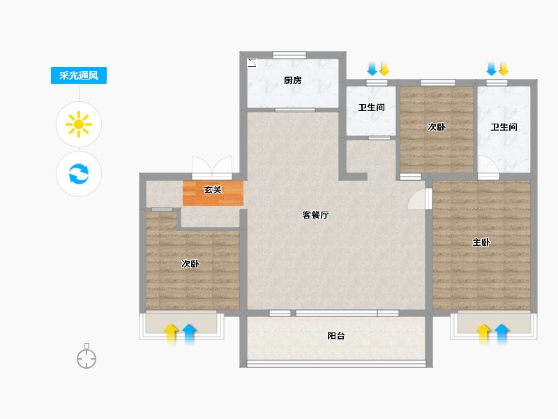 山东省-烟台市-旭辉银盛泰・辉盛岚海-112.00-户型库-采光通风