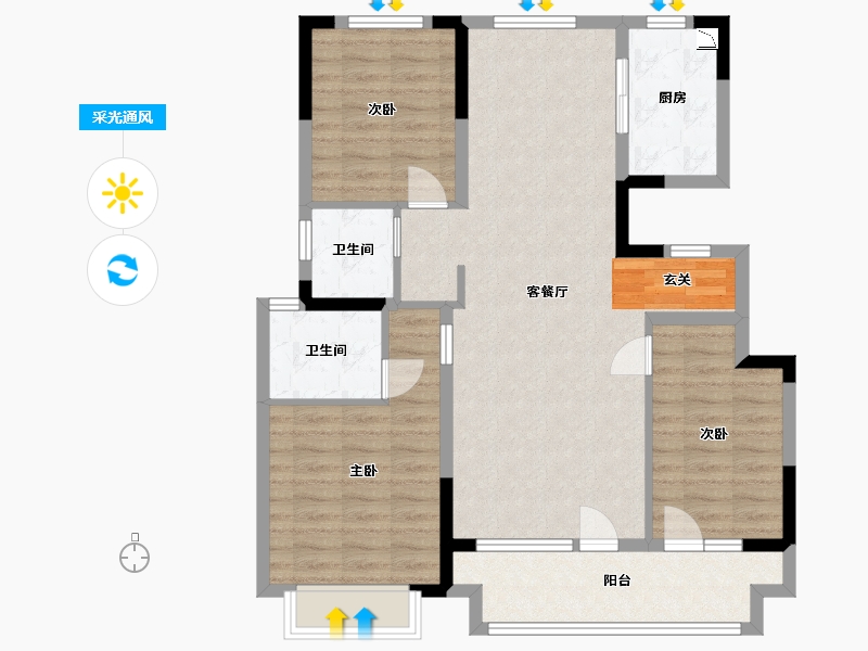 山东省-烟台市-中瑞城-95.21-户型库-采光通风