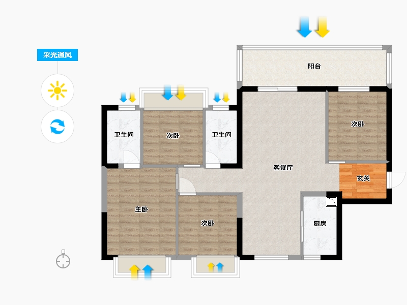 广西壮族自治区-南宁市-五象澜庭府-101.44-户型库-采光通风