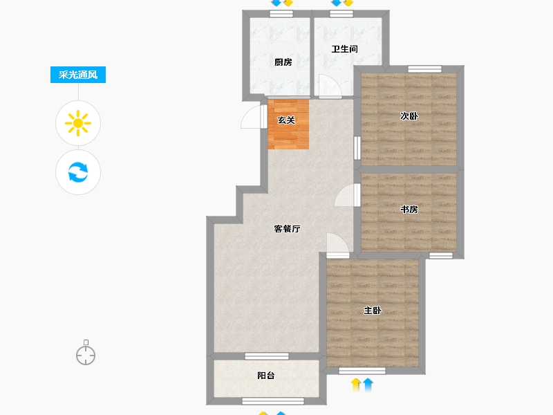 山东省-烟台市-龙燕东尚悦府-86.40-户型库-采光通风