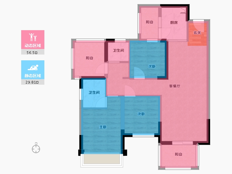 广西壮族自治区-南宁市-盛邦珑悦-75.42-户型库-动静分区