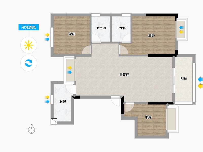 福建省-三明市-海翼天城-88.40-户型库-采光通风